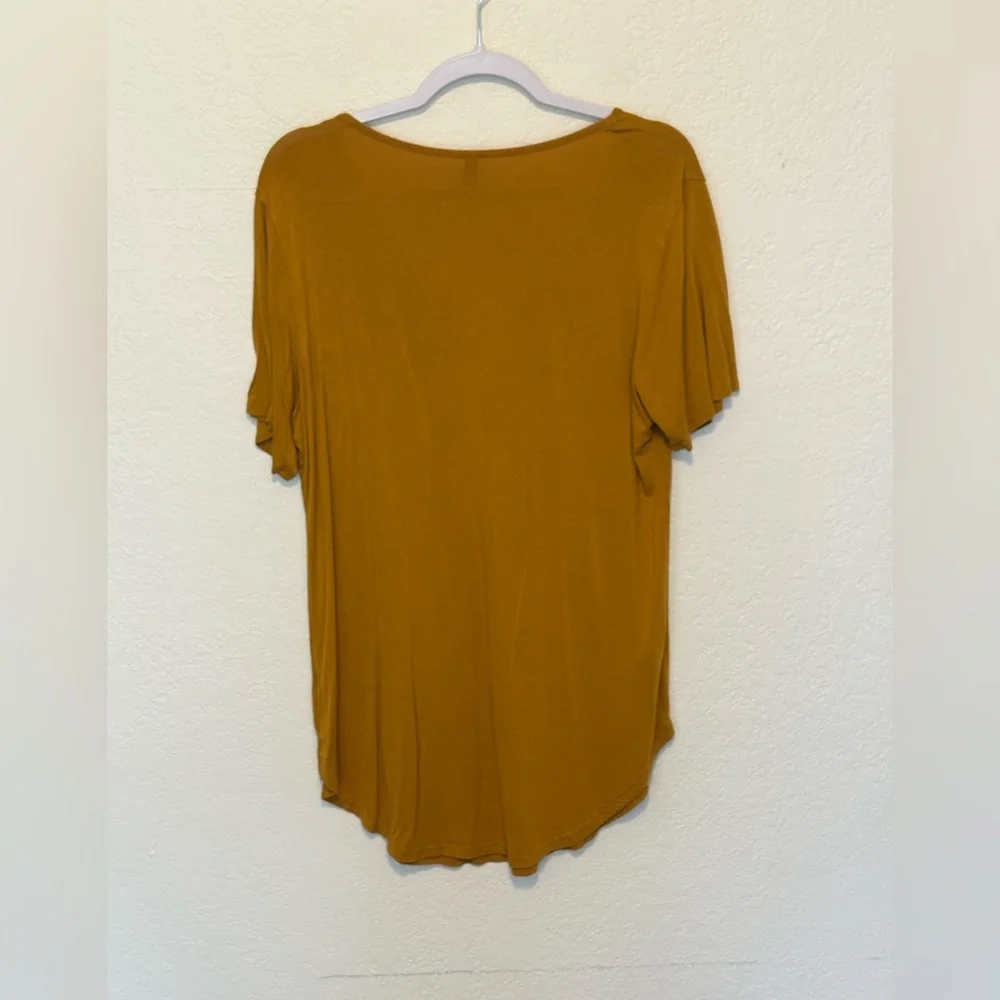 Allegrace Mustard Yellow V-Neck Tunic Top (Size Large)